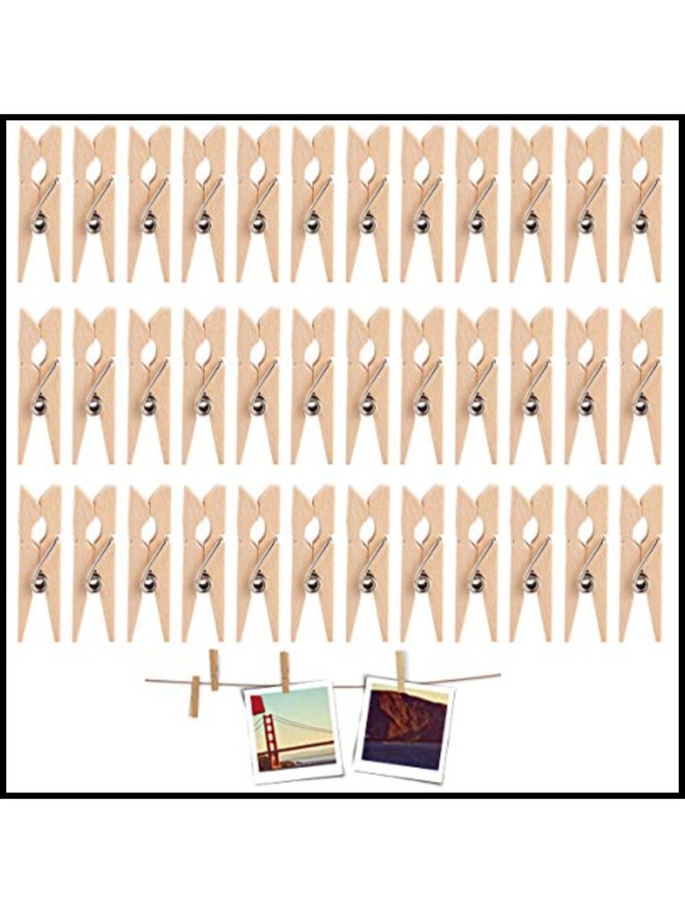 100 Mini Natural Wood Clothespins for Photo Crafts & Decor
